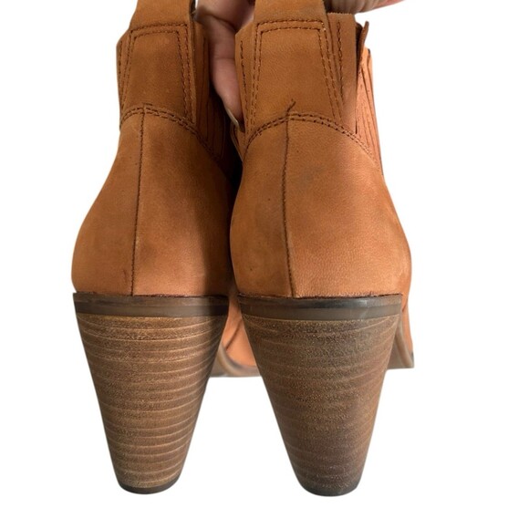 Lucky Brand Nesly Leather Cognac Heeled Western Ankle Booties Womens Size 8M - Picture 9 of 13